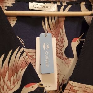 CupShe kimono navy blue maxi dress.